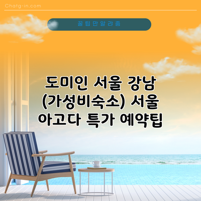 도미인 서울 강남 (가성비숙소) 서울 아고다 특가 예약팁