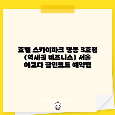 호텔 스카이파크 명동 3호점 (역세권 비즈니스) 서울 아고다 할인코드 예약팁