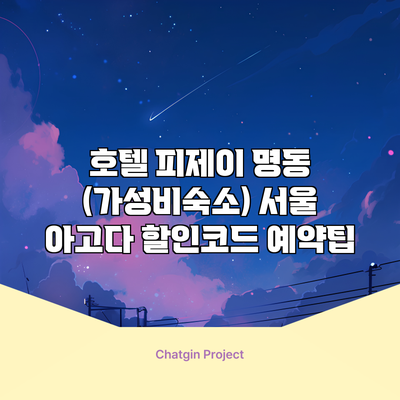 호텔 피제이 명동 (가성비숙소) 서울 아고다 할인코드 예약팁